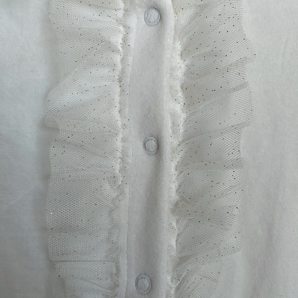 New! Soft Girl’s White Long Sleeve Coveralls Onsie with Tulle Ruffles 6-9 months - Picture 3 of 9